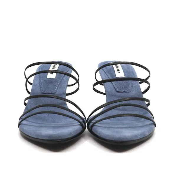 5 Strings Black | Strappy mid heel mule