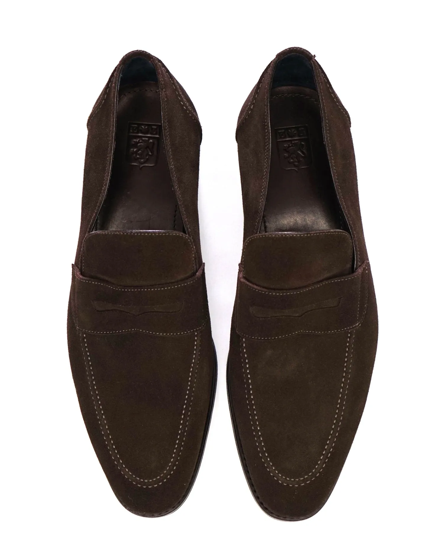 $990 Ermenegildo Zegna GOODYEAR Brown Penny Loafers Suede 11