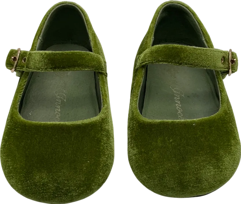 Age of Innocence Green Eva Velvet Ballerina Shoes UK 7 EU 24 