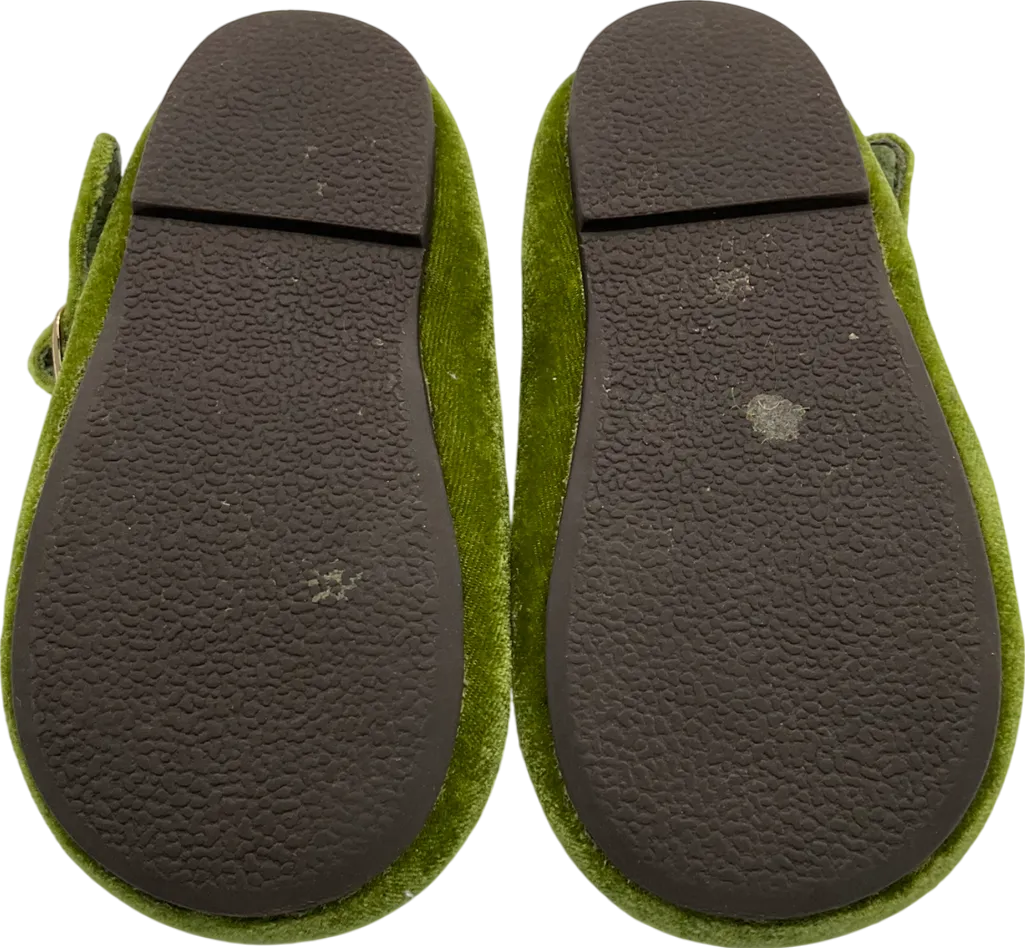 Age of Innocence Green Eva Velvet Ballerina Shoes UK 7 EU 24 