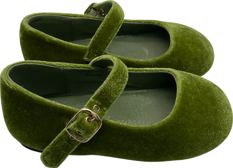 Age of Innocence Green Eva Velvet Ballerina Shoes UK 7 EU 24 