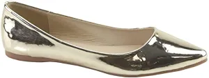 Bella Marie Angie Women's Rose gold Classic Pointy Toe Ballet Flat Shoes (7, Rose gld-18)