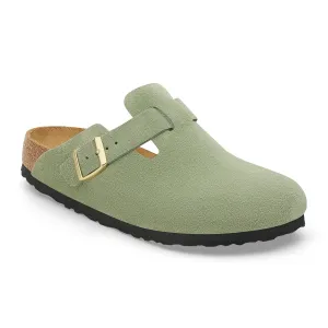 Birkenstock Boston Soft Footbed Narrow Clog (Women) - Green Tea Suede