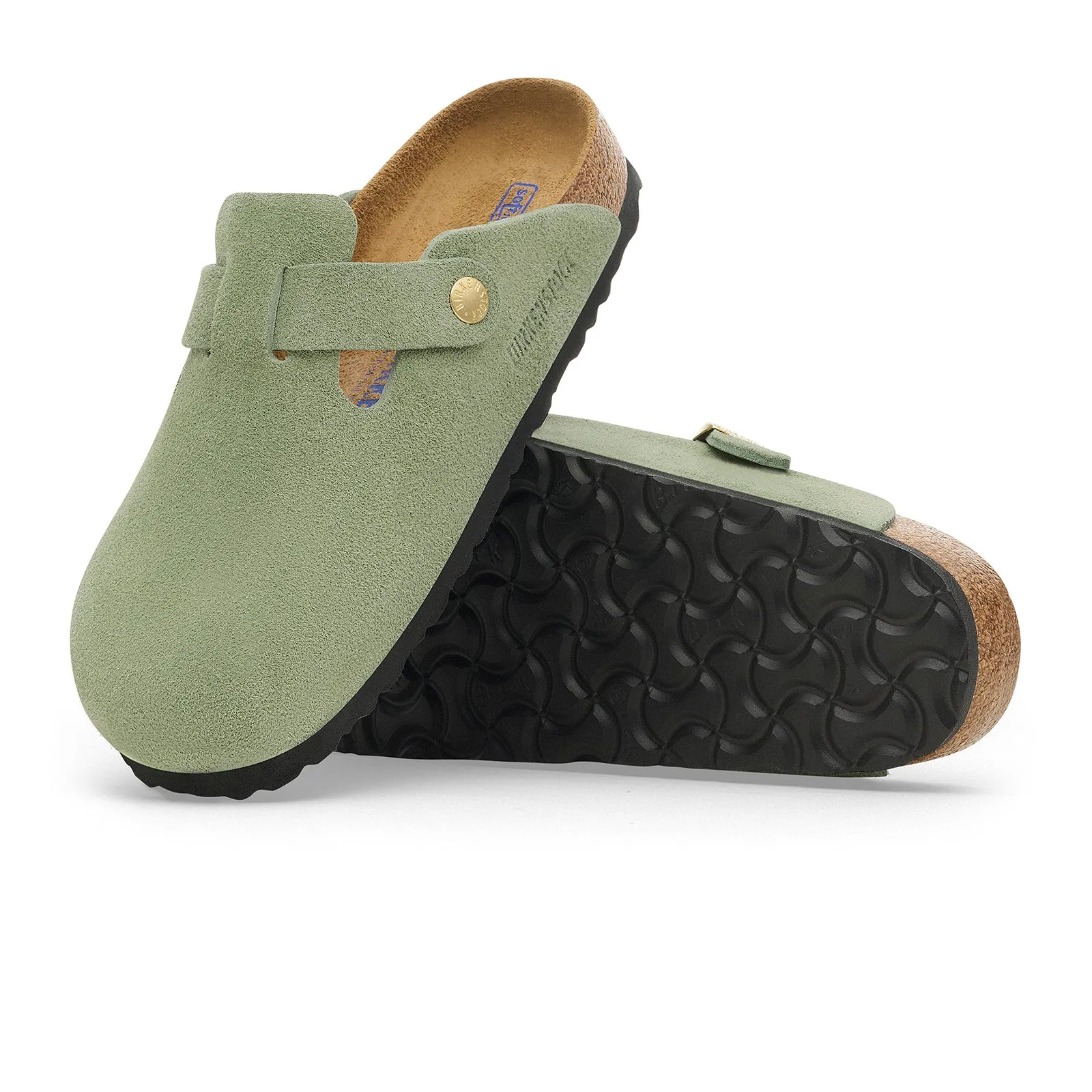 Birkenstock Boston Soft Footbed Narrow Clog (Women) - Green Tea Suede