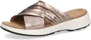 Caprice Soft Leather Metallic Crossover Slip On Mule Sandal