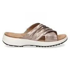 Caprice Soft Leather Metallic Crossover Slip On Mule Sandal