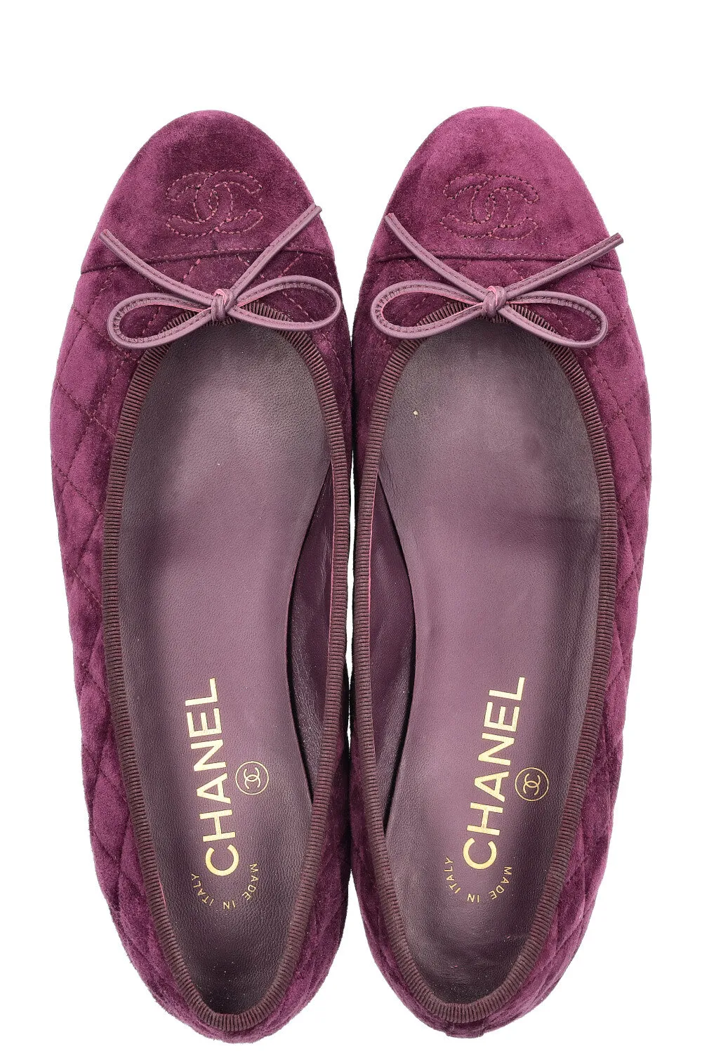 CHANEL Classic Flats Suede Purple