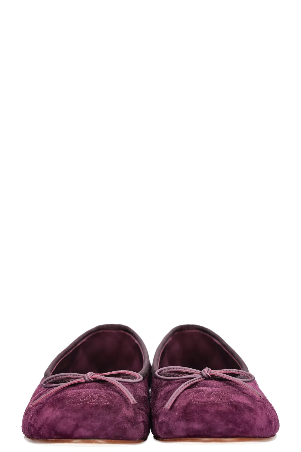 CHANEL Classic Flats Suede Purple