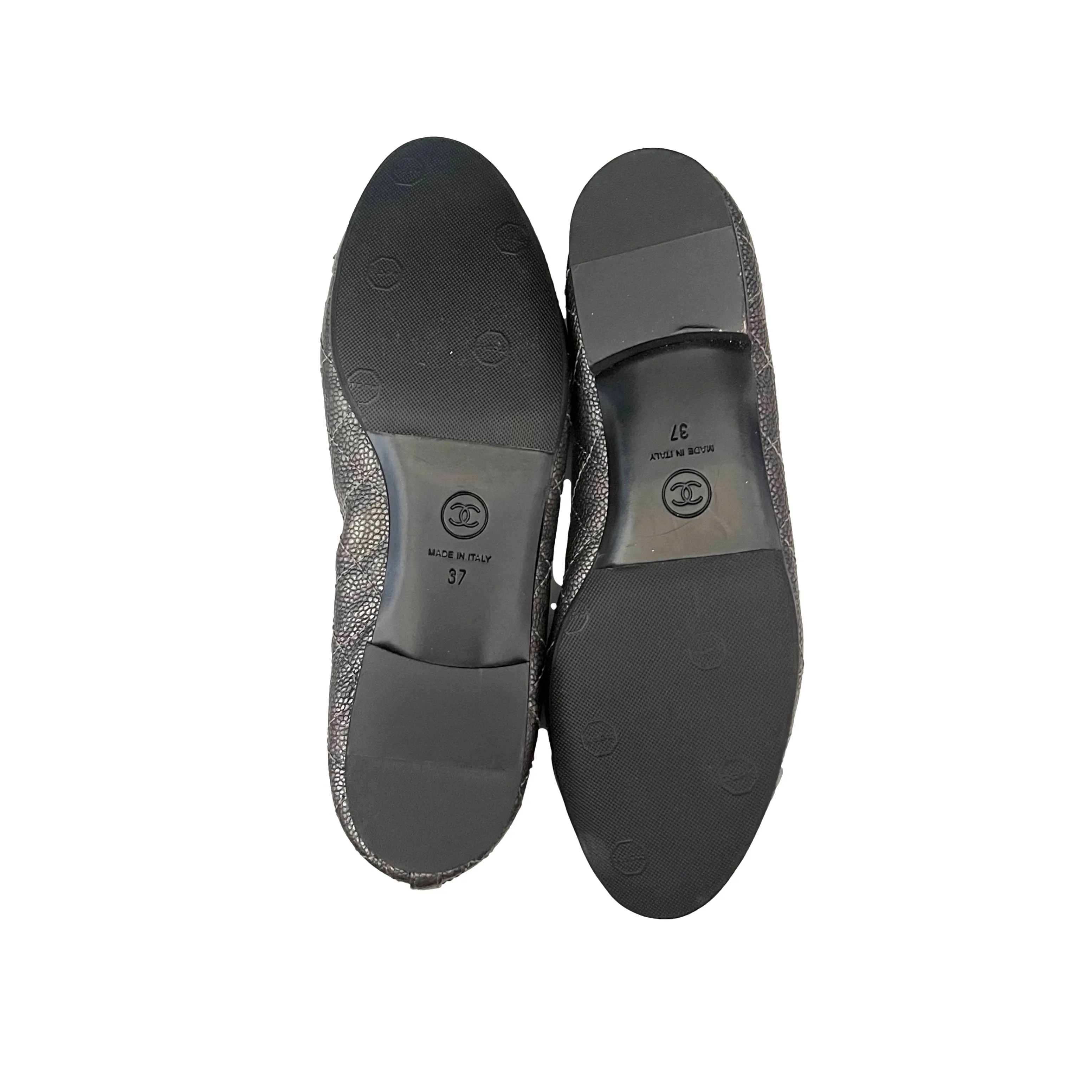 Chanel Silver Classic Flats