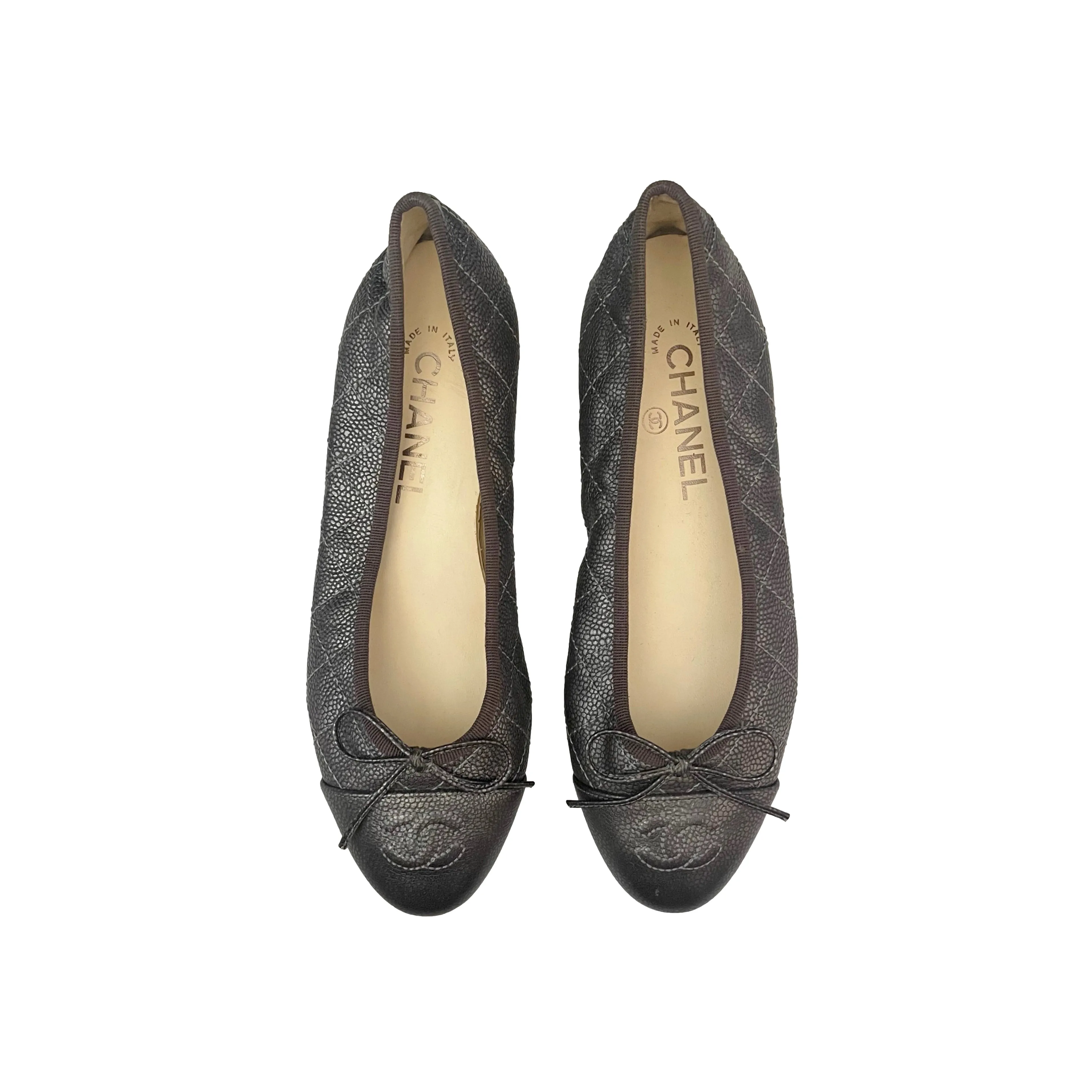 Chanel Silver Classic Flats