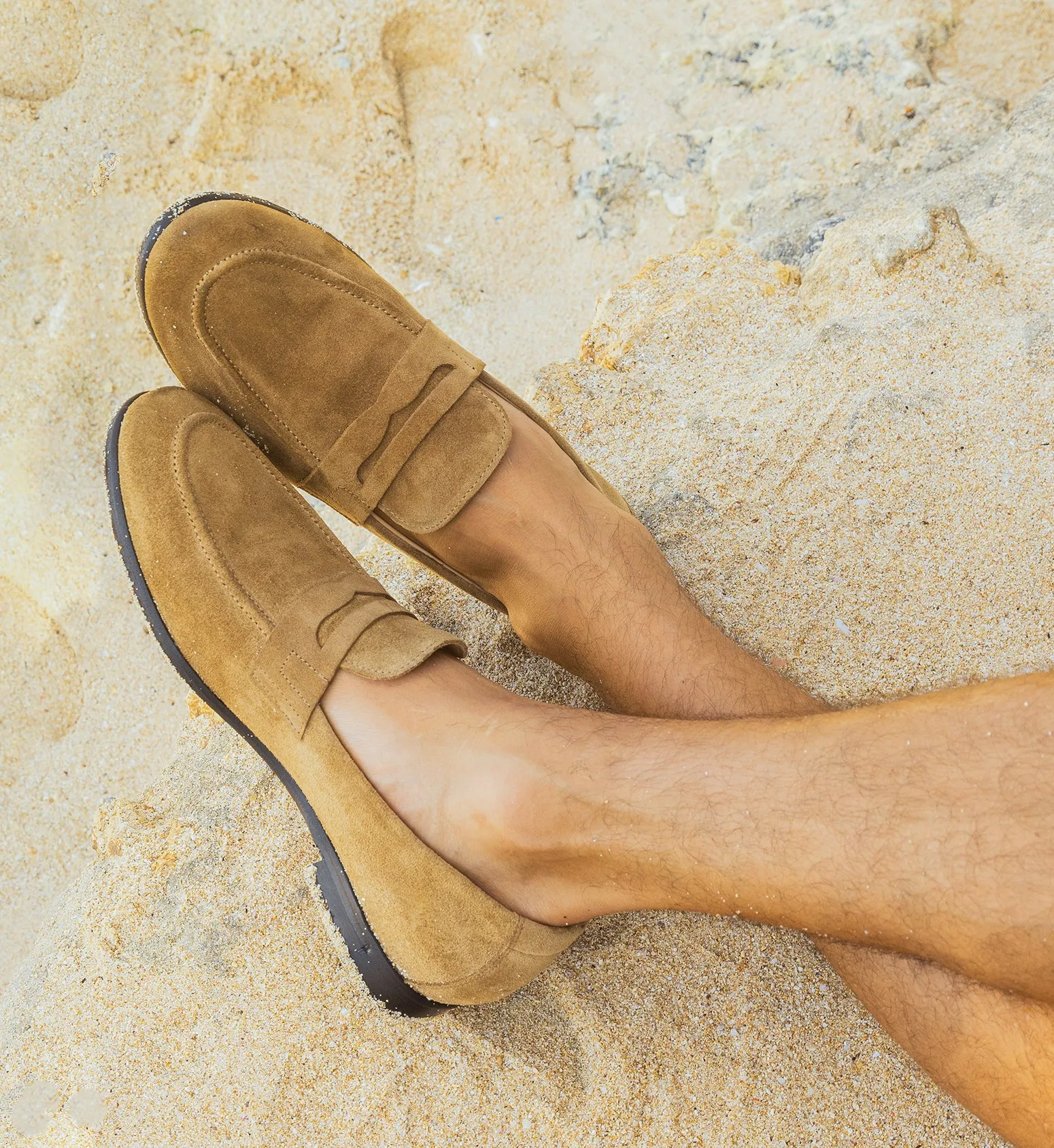 Electrum Sand Suede Loafers