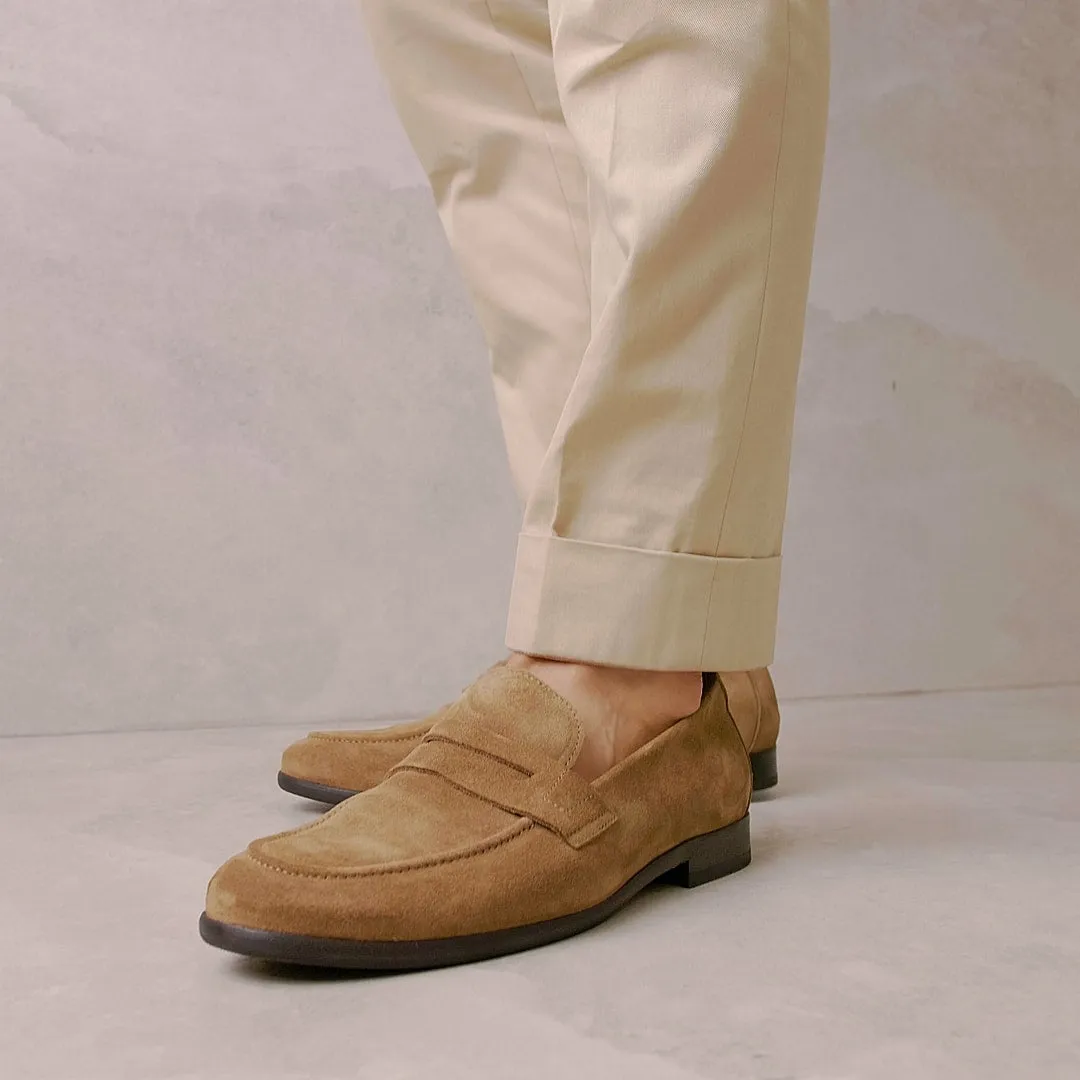 Electrum Sand Suede Loafers