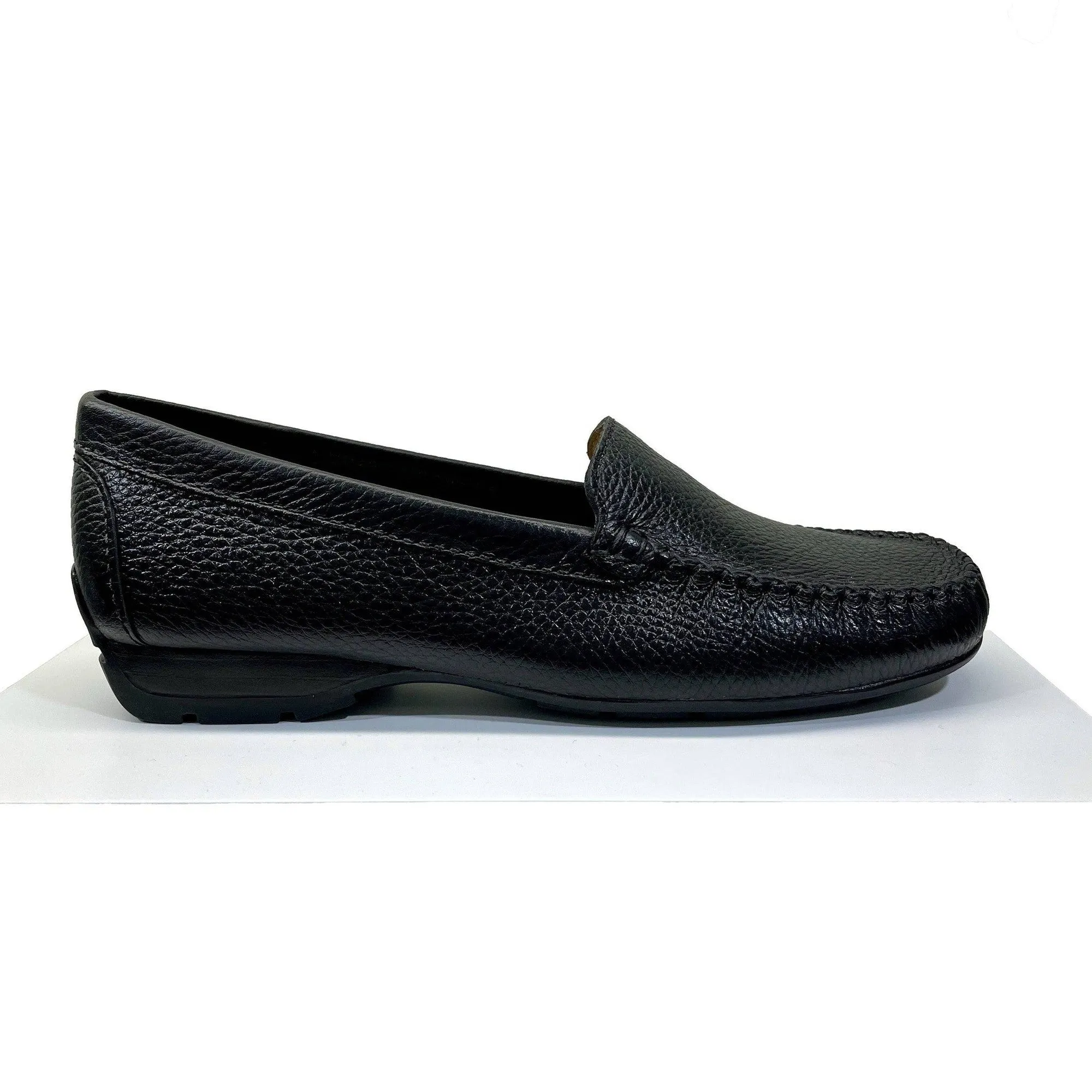 EYS Alice Ladies Black Leather Loafer Slip On Shoes