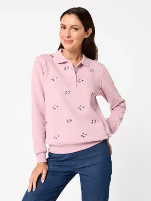 Floral Embroidered Fleece Polo