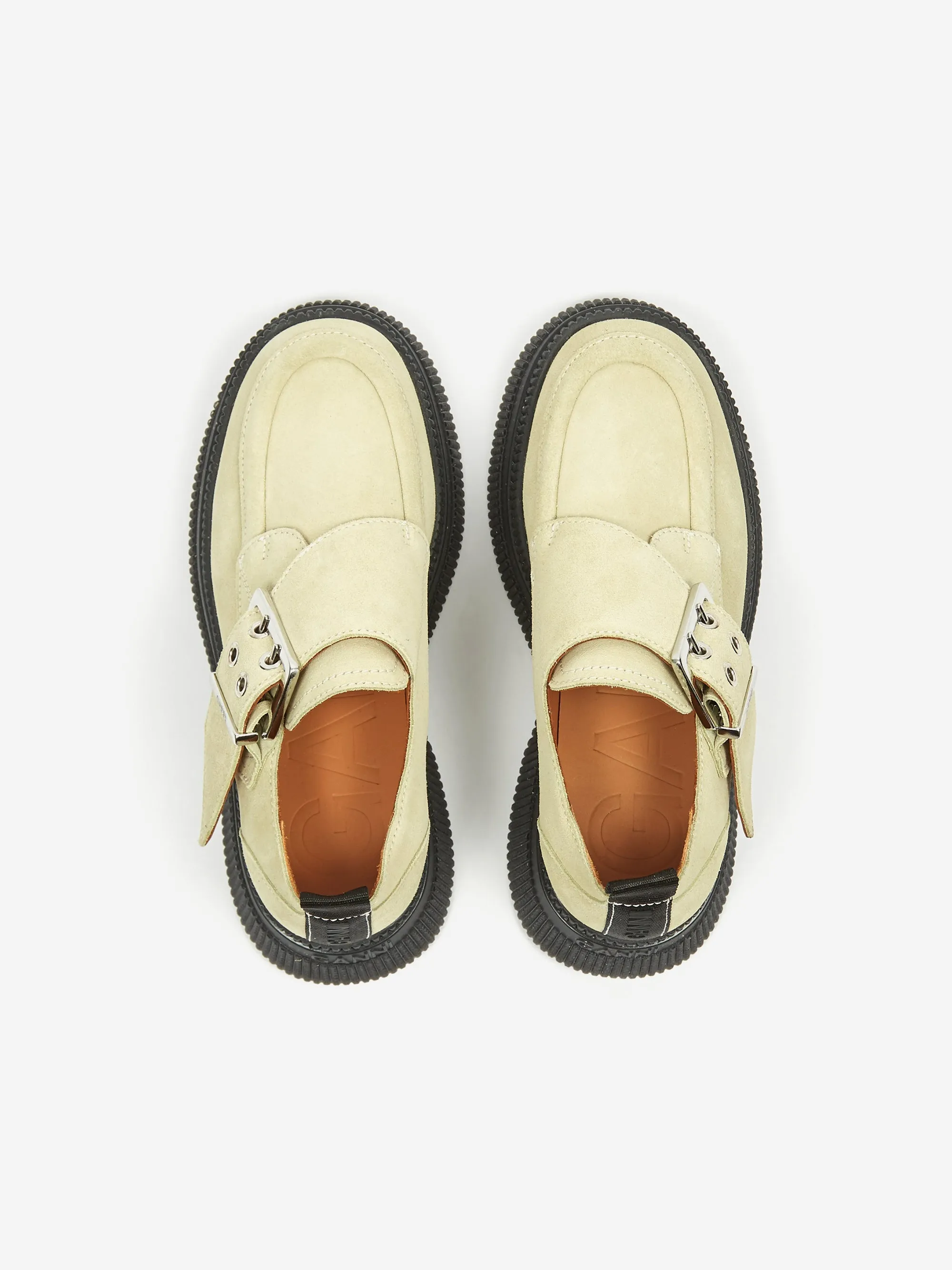 Ganni Suede Monk Strap Creeper - Bog