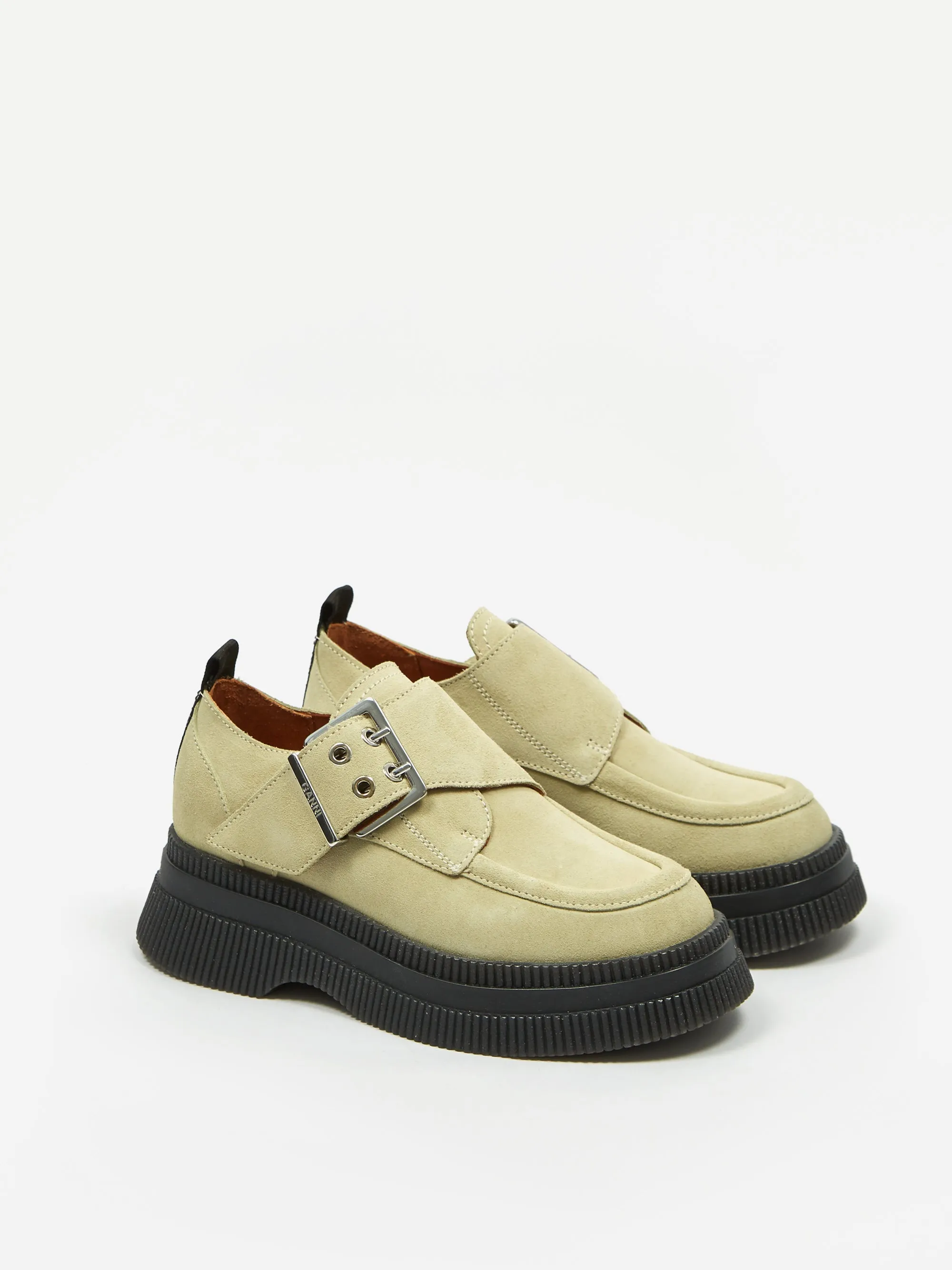Ganni Suede Monk Strap Creeper - Bog