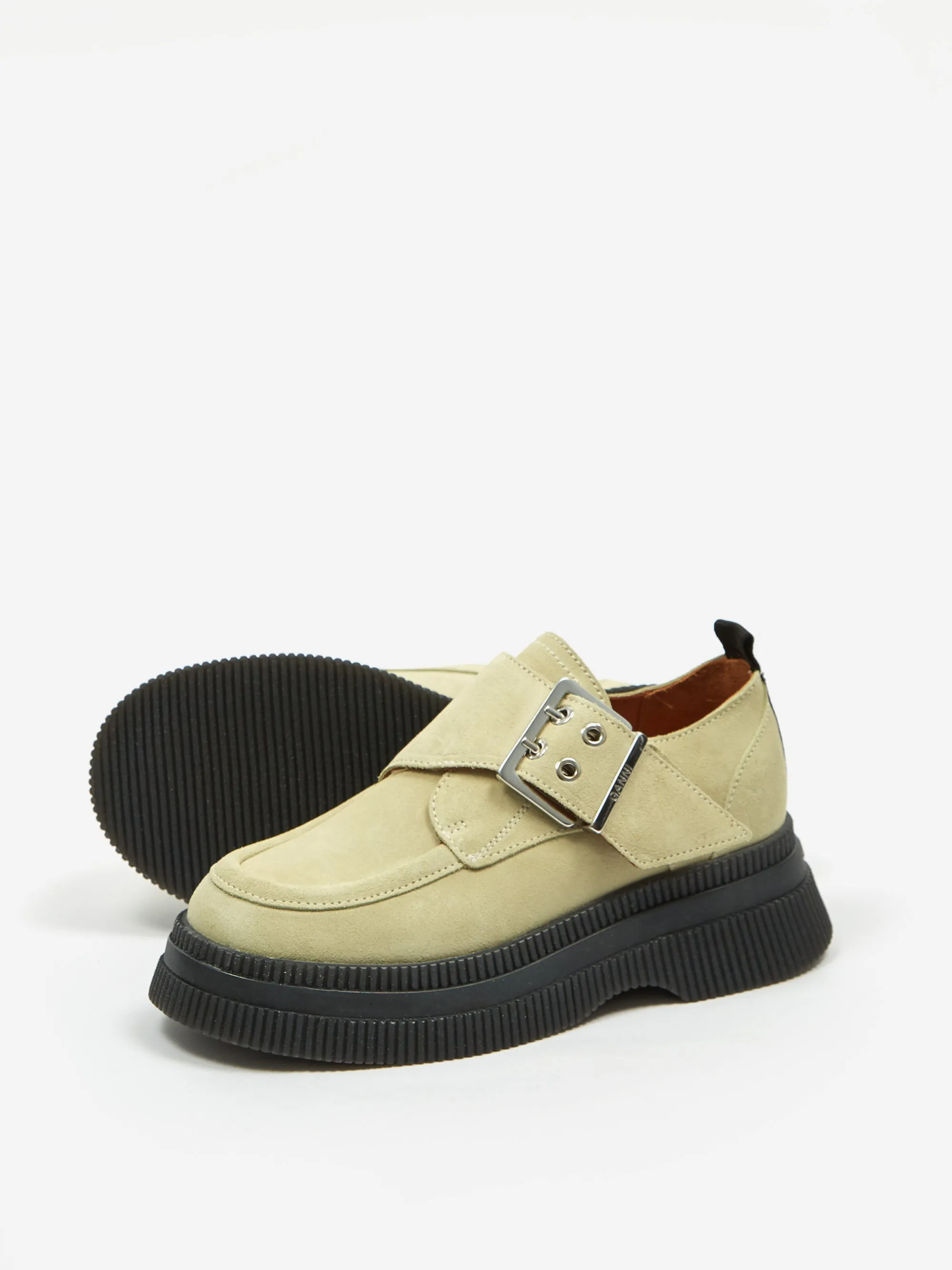 Ganni Suede Monk Strap Creeper - Bog