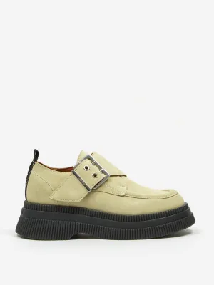 Ganni Suede Monk Strap Creeper - Bog