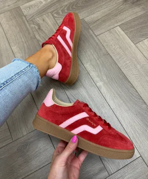 Gant Cuzima Suede Lace Up Trainer With Gum Sole G508 - Red/Pink (G12)