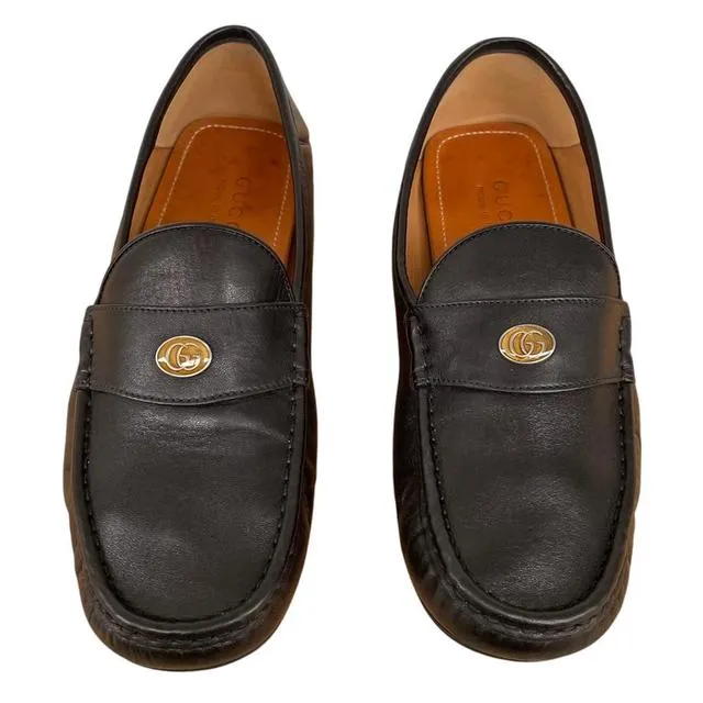 Gucci Interlocking G Leather Moccasins Loafers UK 8