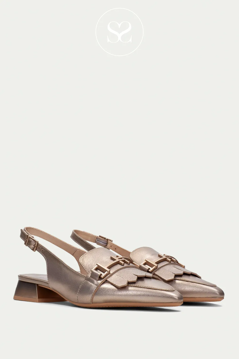 HISPANITAS HV253817 GOLD POINTED TOE SLINGBACK LOAFERS