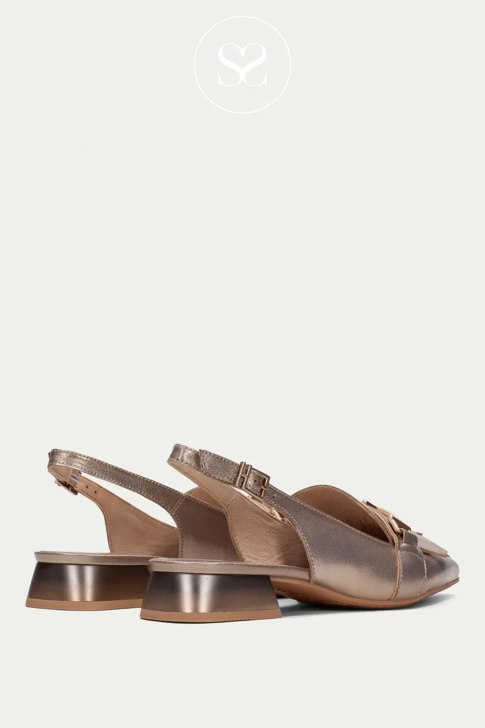 HISPANITAS HV253817 GOLD POINTED TOE SLINGBACK LOAFERS