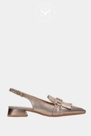 HISPANITAS HV253817 GOLD POINTED TOE SLINGBACK LOAFERS