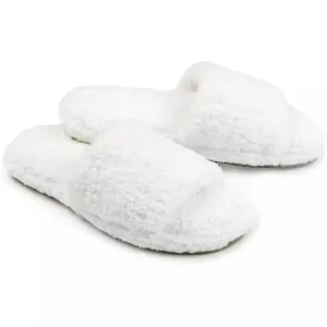 Kashwere Ultra Soft White Plush Spa Slippers