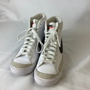 Nike White High Tops With Black Swoosh Size UK 3.5 (EUR36)