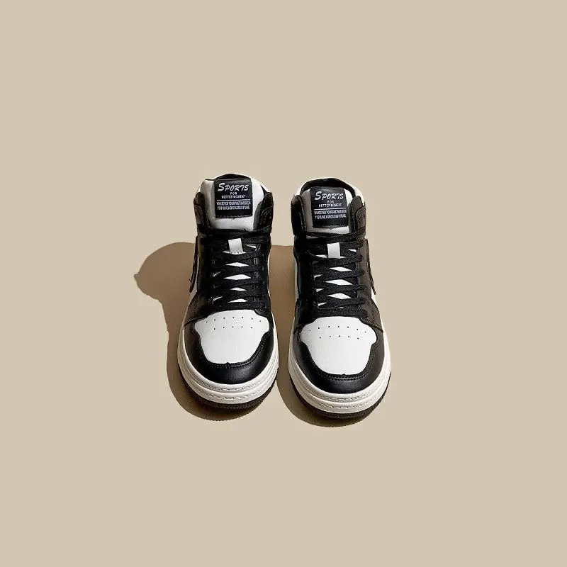 Panda Leather Hip-Hop All-Match High-Top Women's Shoes