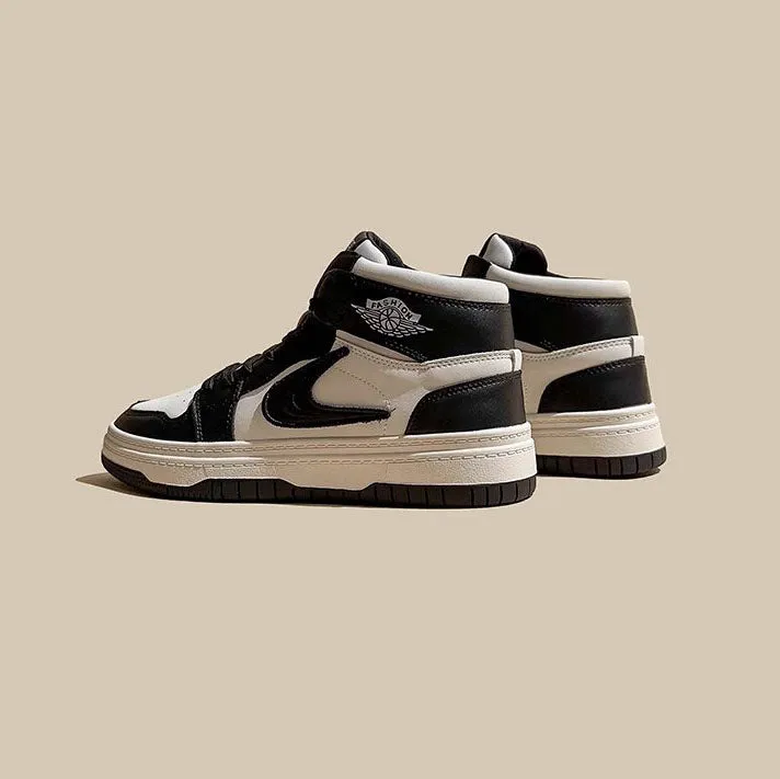 Panda Leather Hip-Hop All-Match High-Top Women's Shoes