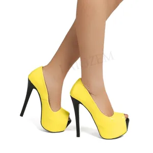 Platform Heels Pumps Patchwork