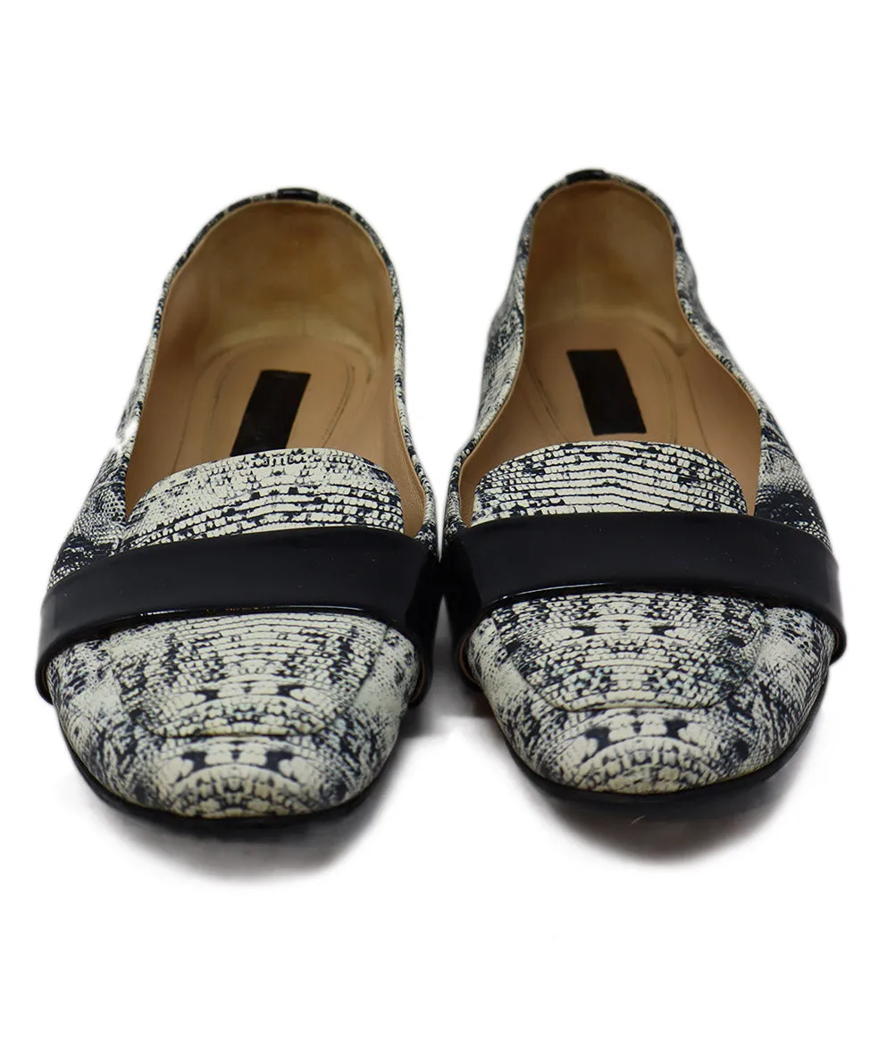 Reed Krakoff B&W Animal Print Leather Flats sz 7