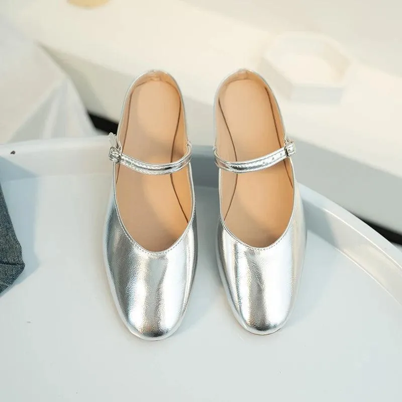 Soft Leather Silver Metallic Mules
