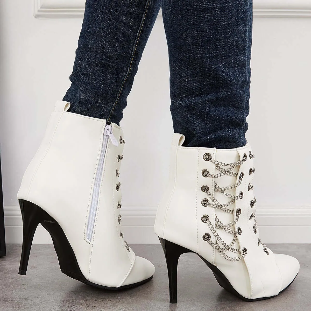Sohiwoo Women Pointed Toe Stilettos Ankle Boots High Heel Booties