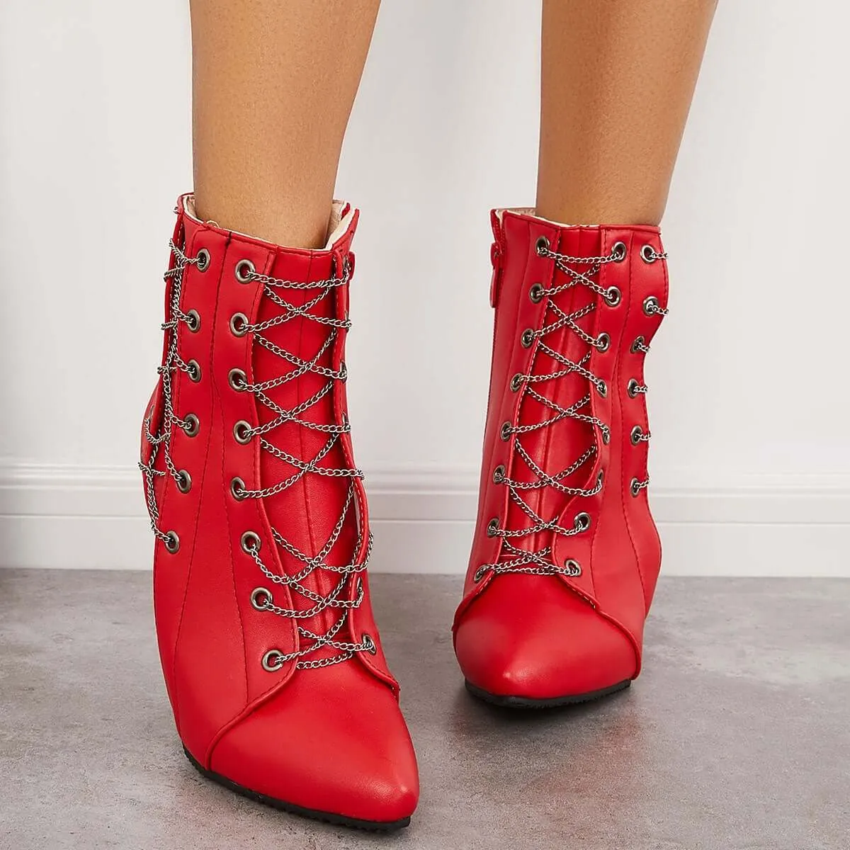 Sohiwoo Women Pointed Toe Stilettos Ankle Boots High Heel Booties