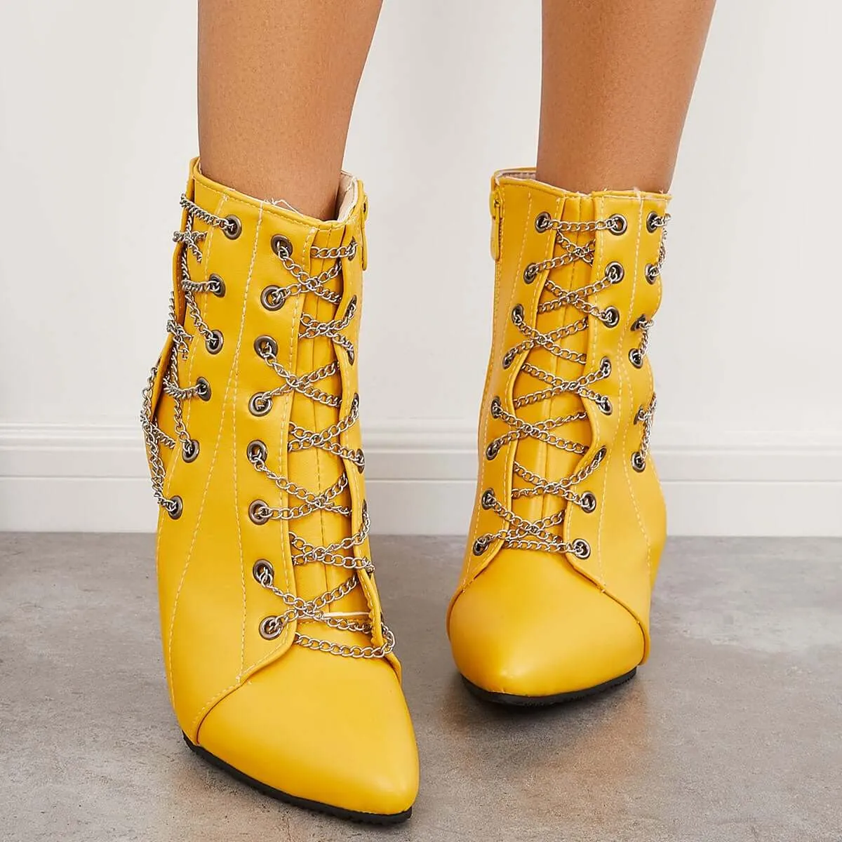 Sohiwoo Women Pointed Toe Stilettos Ankle Boots High Heel Booties