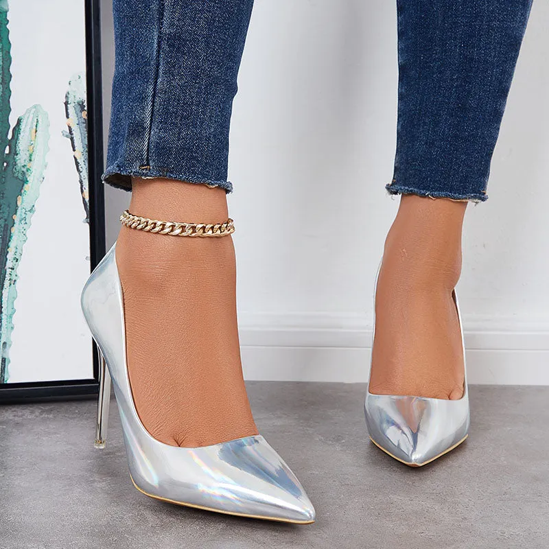 Sohiwoo Women Women Ultra Stilettos Thin High Heel Pumps Slip on Party Shoes
