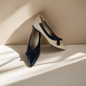 SS24006  Pointy Leather pumps with bow and extra cushion( new arrival )