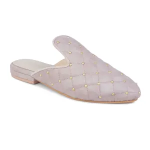 Studded and Quilted Peach Mule
