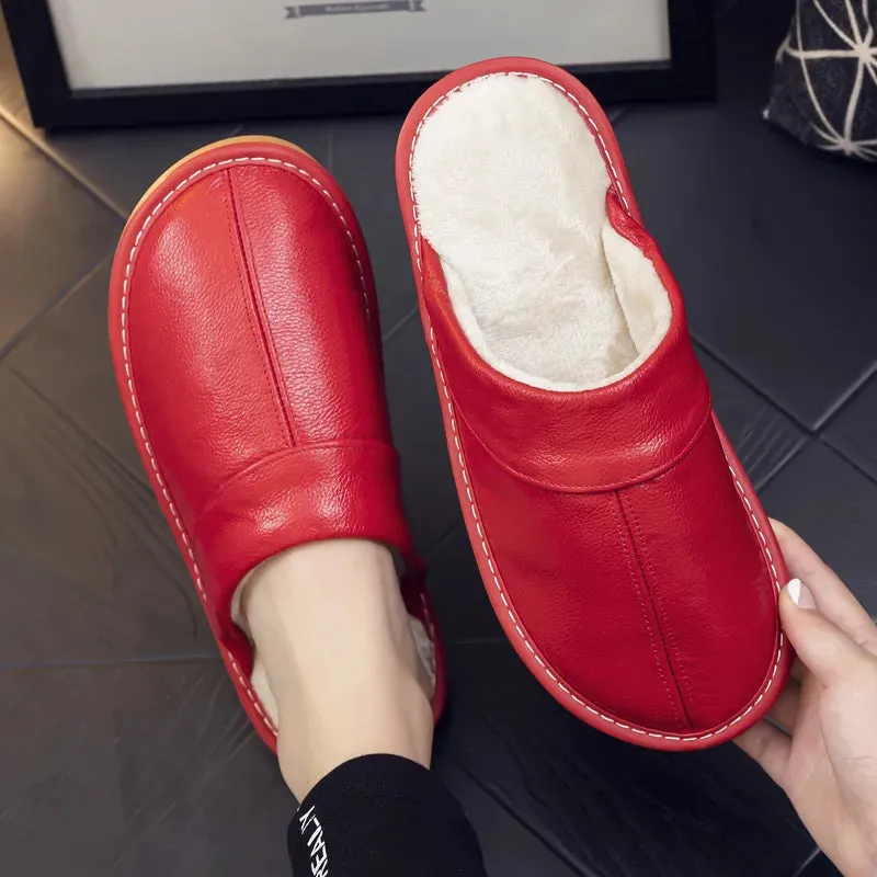 Women's Leather Slide Slippers