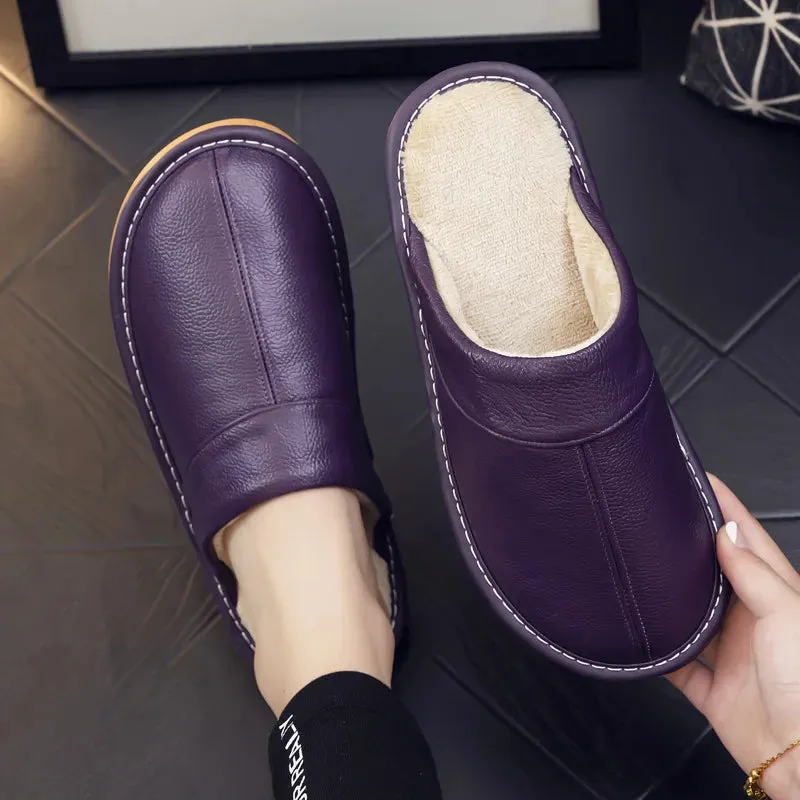 Women's Leather Slide Slippers