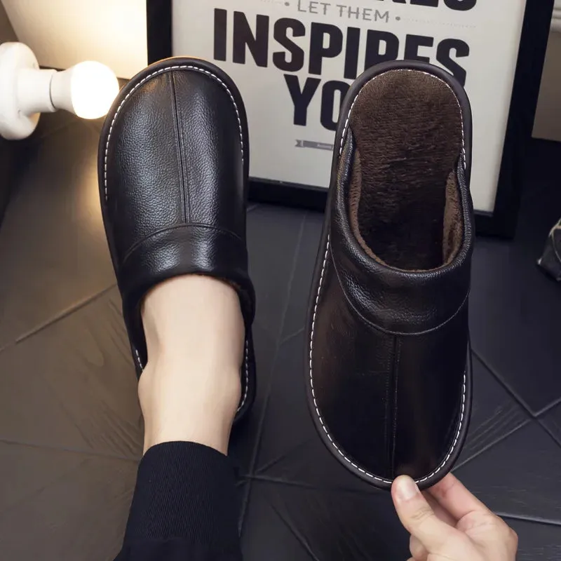Women's Leather Slide Slippers