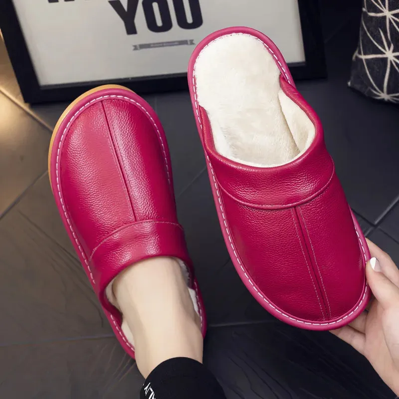 Women's Leather Slide Slippers