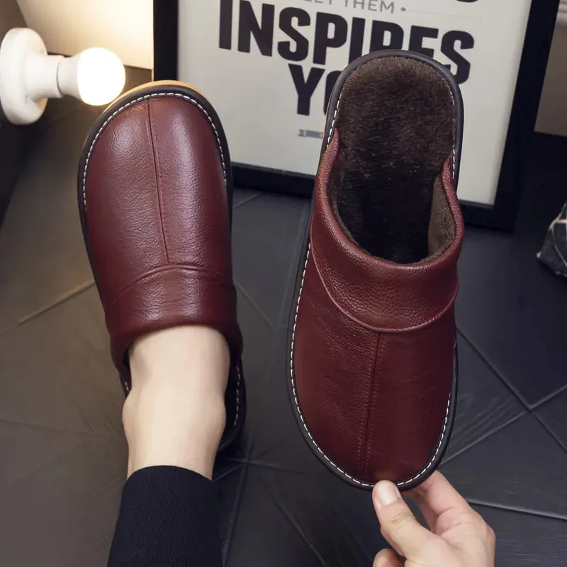 Women's Leather Slide Slippers