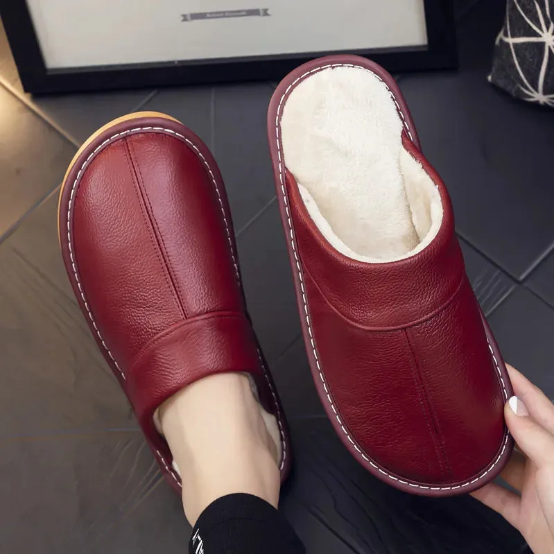 Women's Leather Slide Slippers
