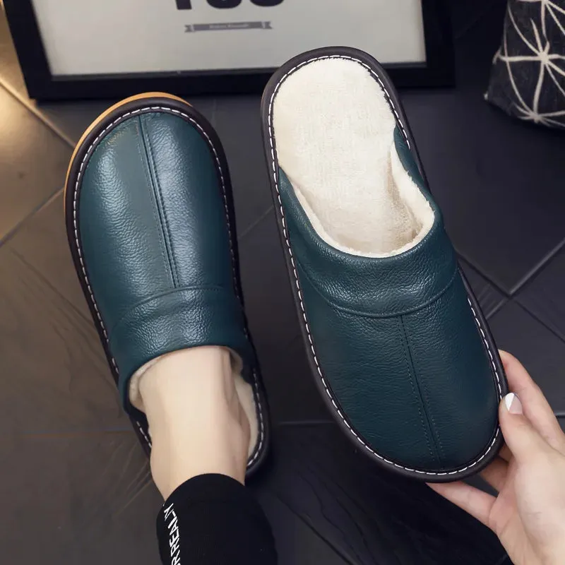 Women's Leather Slide Slippers