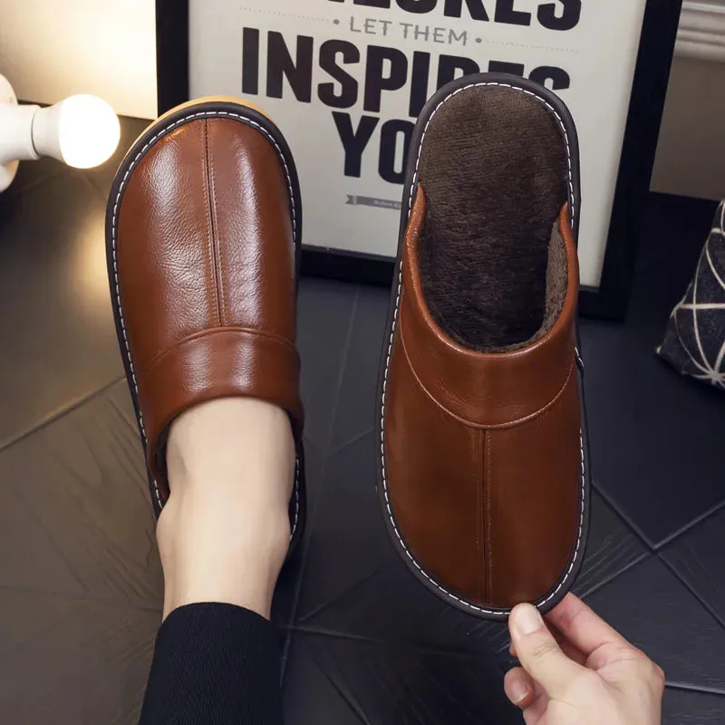 Women's Leather Slide Slippers